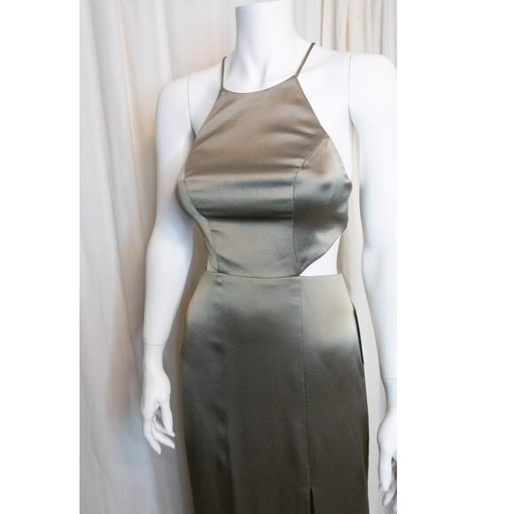 JENNY YOO 'Kendra' Satin Gown in Moss Sage Green NWT US 0 - Picture 3 of 13